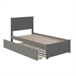 Nantucket Twin Wood Platform Bed with Footboard and Twin Trundle in Grey