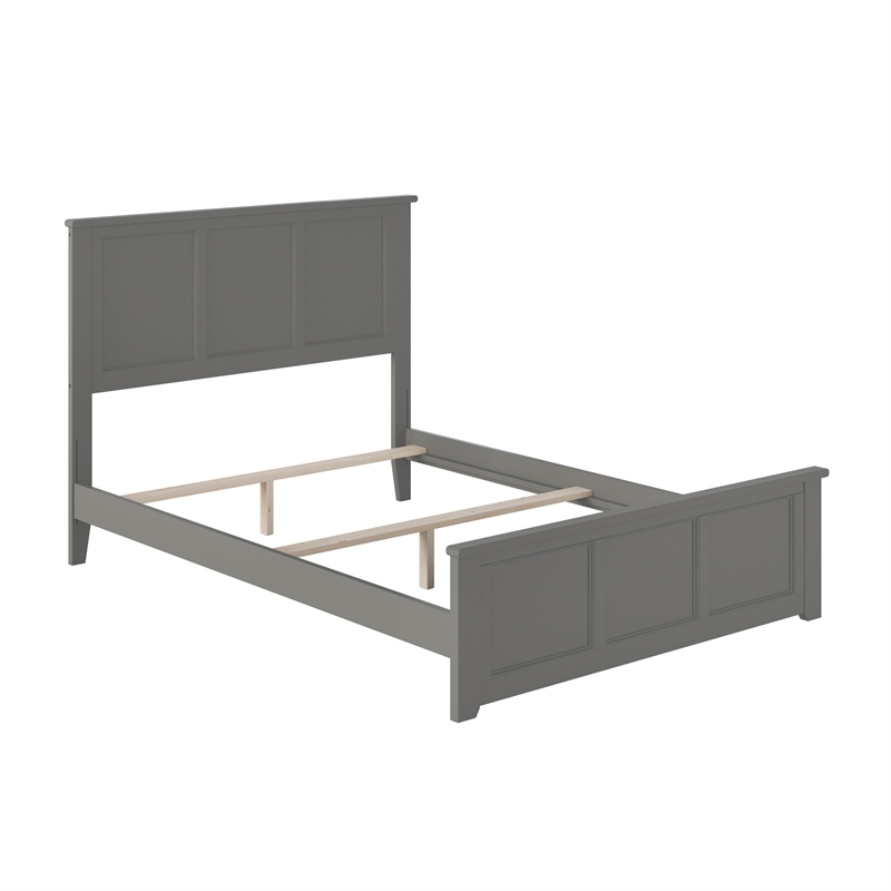 Madison Full Wood Foundation Bed with Matching Footboard in Grey