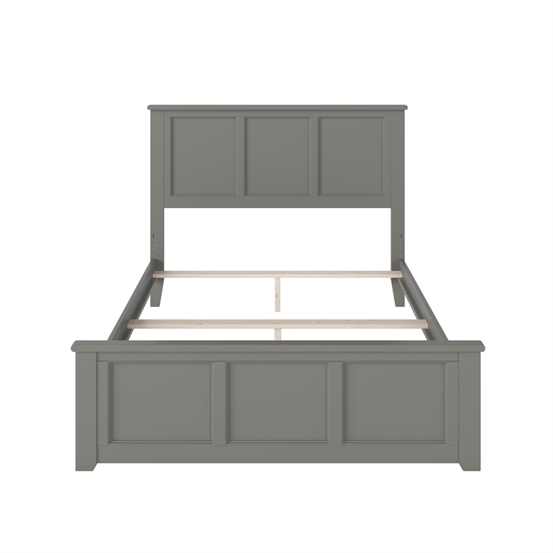 Madison Full Wood Foundation Bed with Matching Footboard in Grey