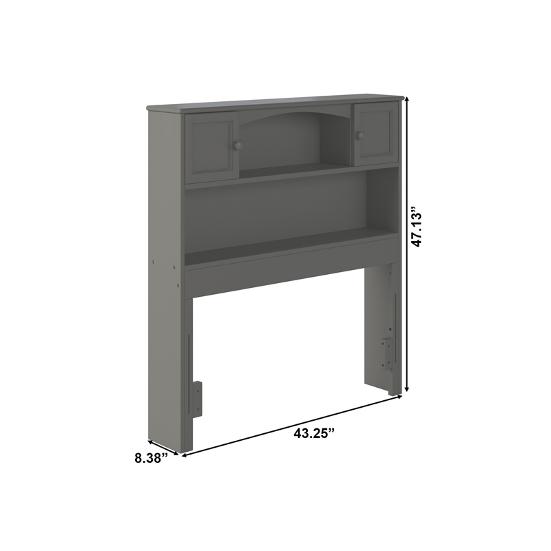 AFI Newport Twin Solid Wood Bookcase Headboard in Gray