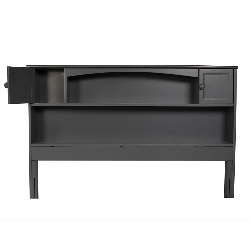 AFI Newport Full Wood Bookcase Headboard with Device Charger in Gray