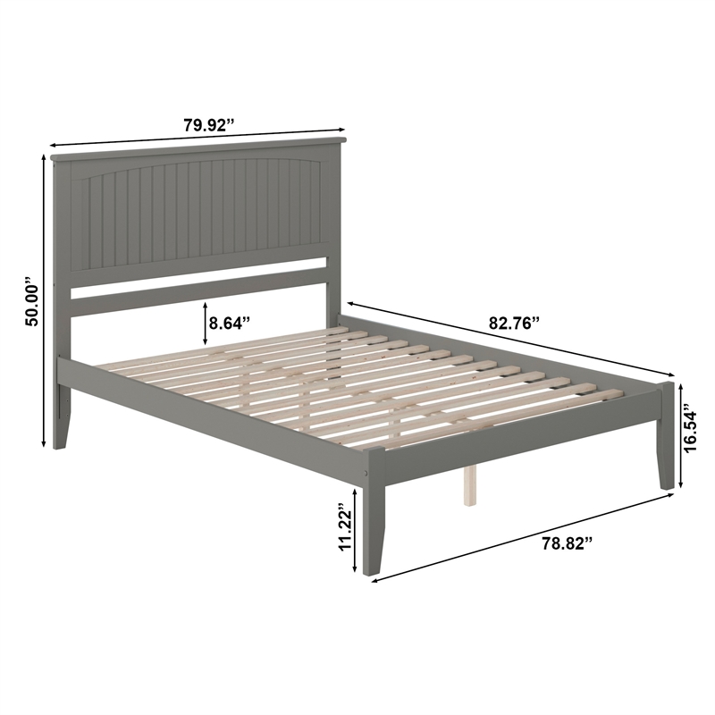 Nantucket King Solid Wood Platform Bed in Grey