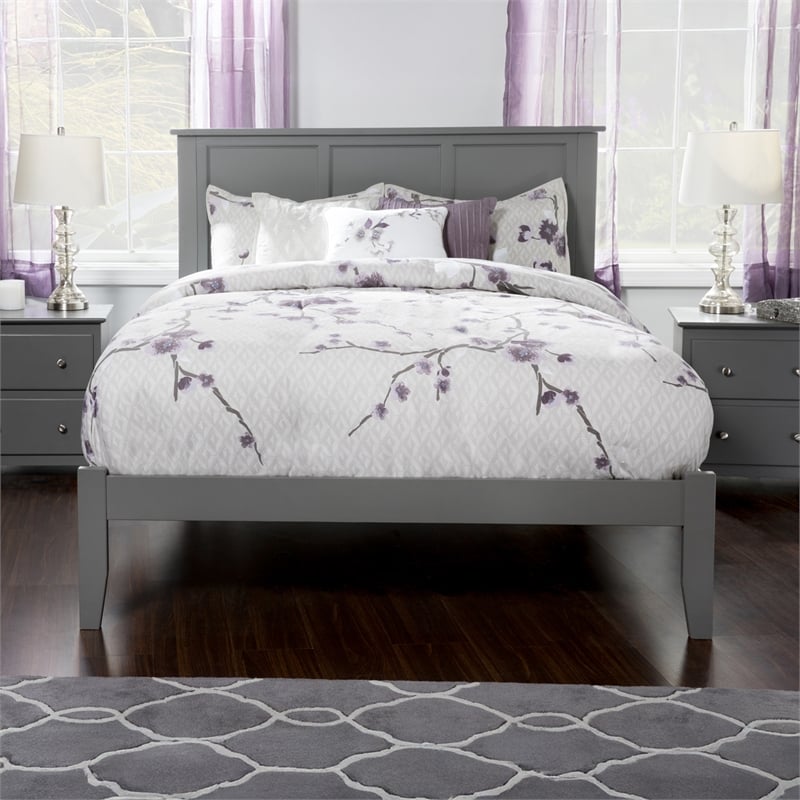Madison Queen Solid Wood Platform Bed in Grey