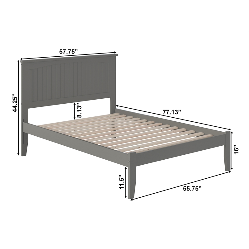 Nantucket Full Solid Wood Platform Bed in Grey