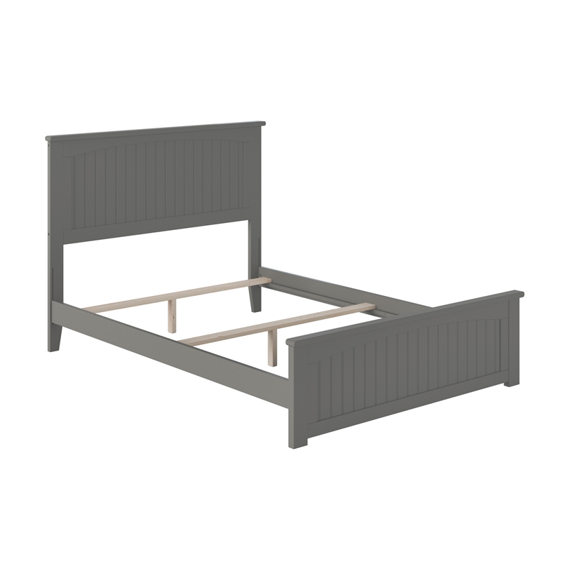 Nantucket Full Wood Foundation Bed with Matching Footboard in Grey