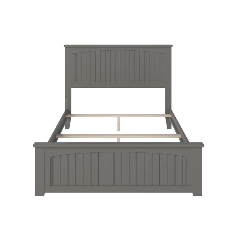 Nantucket Full Wood Foundation Bed with Matching Footboard in Grey