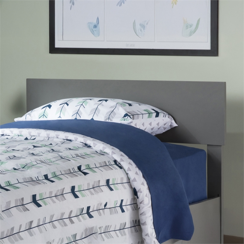 Orlando Twin Modern Wood Panel Headboard in Grey