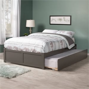 AFI Concord Full Solid Wood Platform Bed with Twin Trundle in Gray