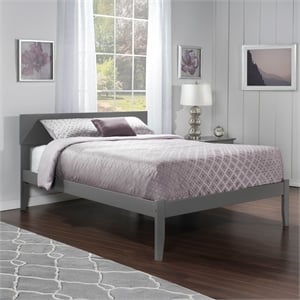 Orlando King Wood Platform Bed with Modern Panel Headboard in Grey