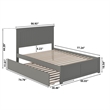 Nantucket Full Wood Platform Bed with Footboard and Twin Trundle in Grey