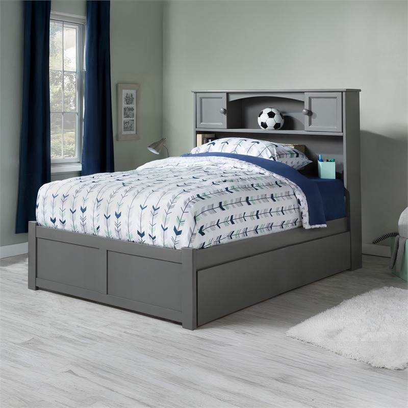 AFI Newport Full Solid Wood Bed with Storage Drawers in Grey