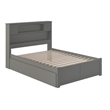 AFI Newport Full Solid Wood Bed with Storage Drawers in Grey