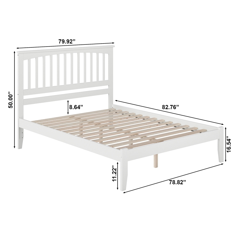 Mission King Solid Wood Platform Bed in White