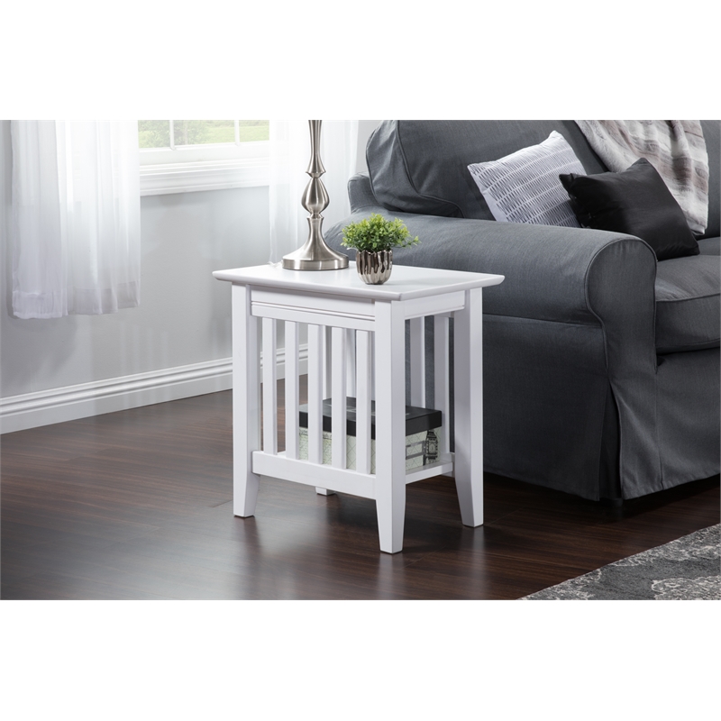 AFI Mission Solid Wood Contemporary End Table in White
