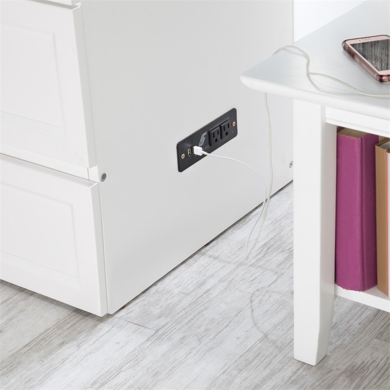 Deerfield Queen Solid Wood Modern Murphy Bed Chest with Mattress in White