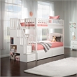 AFI Westbrook Wood Staircase Storage Bunk Twin Over Twin in White