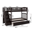 AFI Westbrook Wood Staircase Bunk Twin Over Twin with Twin Trundle in Espresso