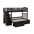 AFI Westbrook Wood Staircase Storage Bunk Twin Over Full in Espresso