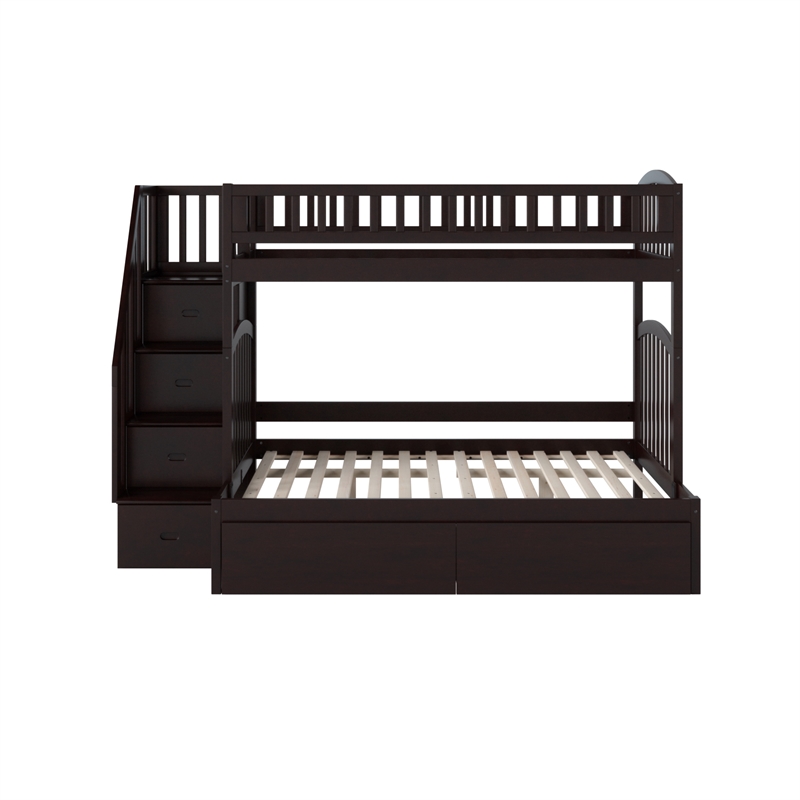 AFI Westbrook Wood Staircase Storage Bunk Twin Over Full in Espresso