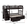 AFI Westbrook Wood Staircase Storage Bunk Twin Over Full in Espresso