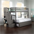 AFI Westbrook Wood Staircase Bunk Twin Over Full with Twin Trundle in Grey