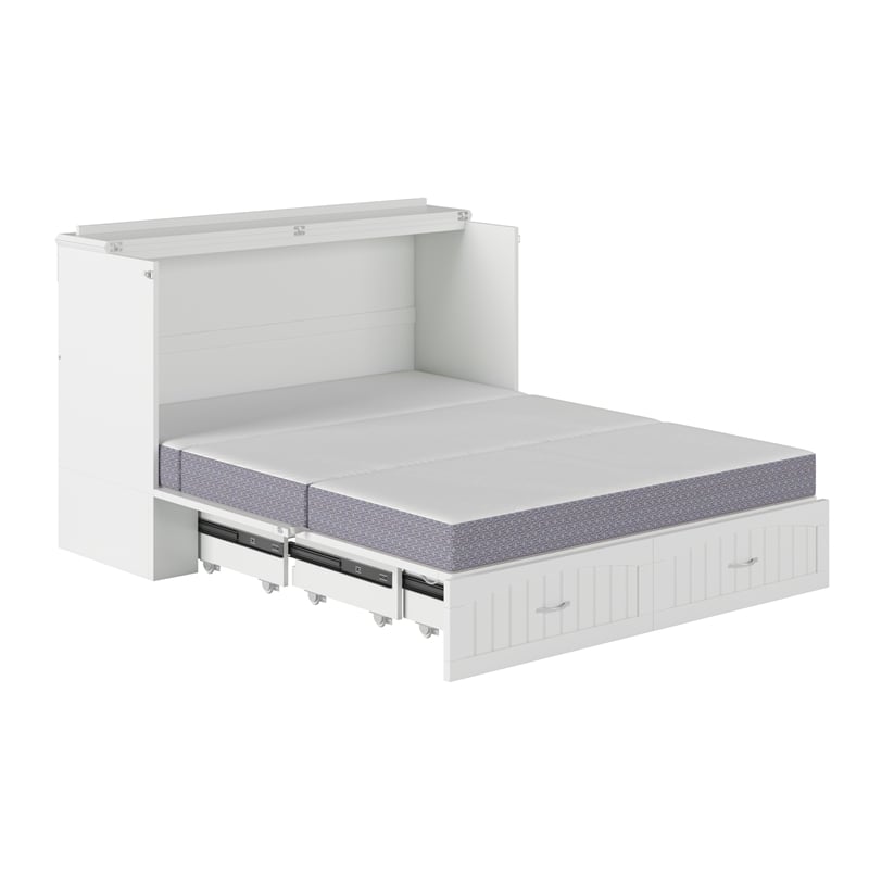 AFI Southampton Queen Solid Wood Murphy Bed Chest in White with USB Charger