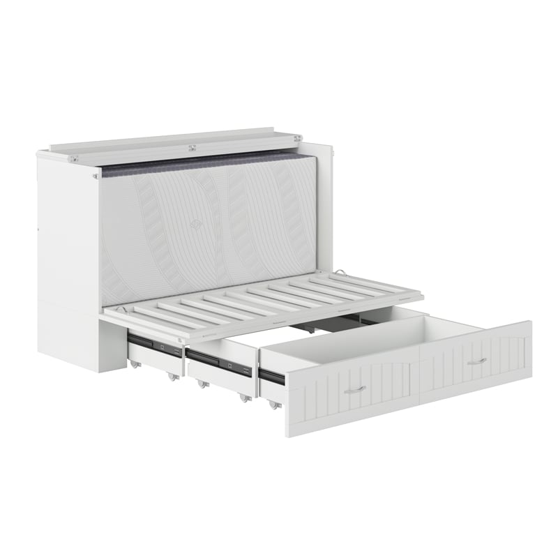 AFI Southampton Queen Solid Wood Murphy Bed Chest in White with USB Charger