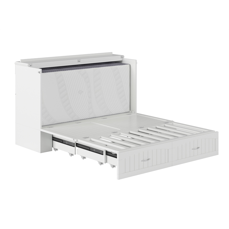 AFI Southampton Queen Solid Wood Murphy Bed Chest in White with USB Charger