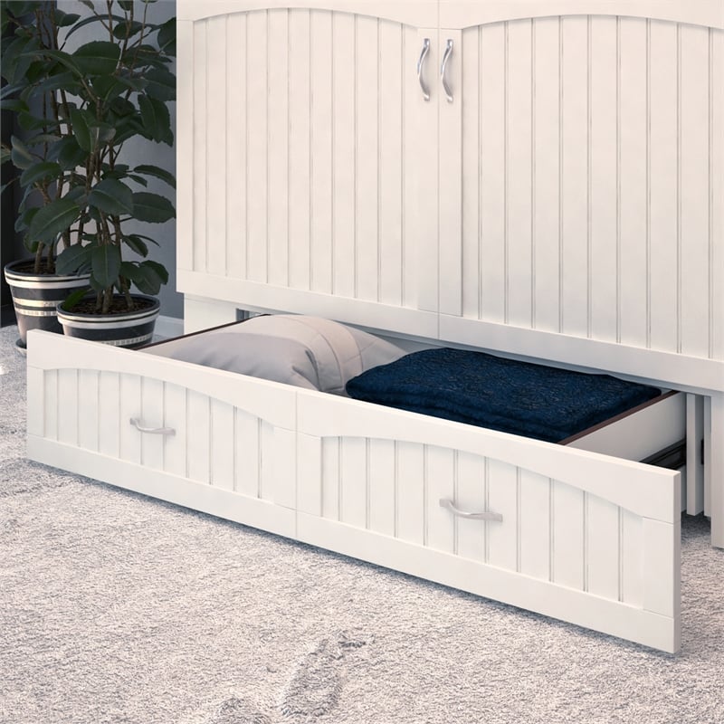 AFI Southampton Queen Solid Wood Murphy Bed Chest in White with USB Charger