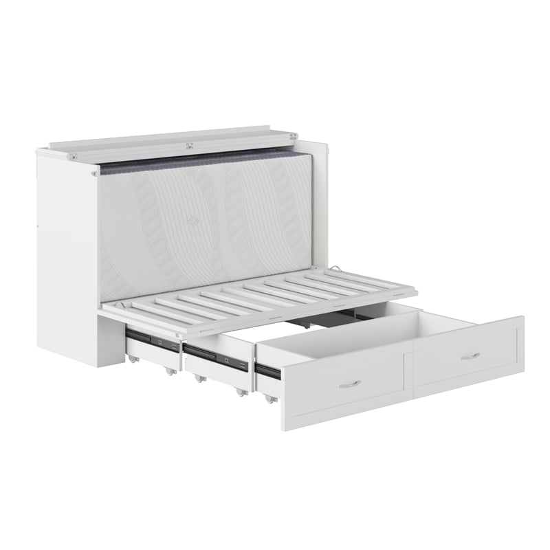 AFI Hamilton Queen Solid Wood Murphy Bed Chest with Built-In Charger in White