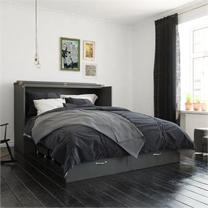AFI Hamilton Queen Solid Wood Murphy Bed Chest with Built-In Charger in Gray