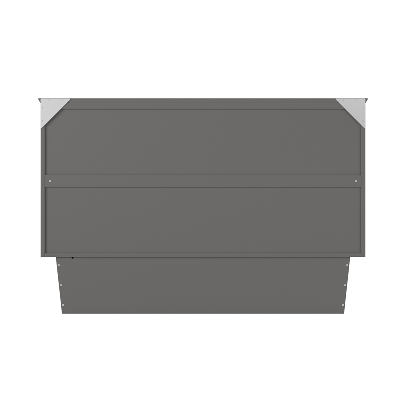 Monroe Queen Wood Murphy Bed Chest with Mattress & Charging Station in Gray
