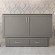 Monroe Queen Wood Murphy Bed Chest with Mattress & Charging Station in Gray