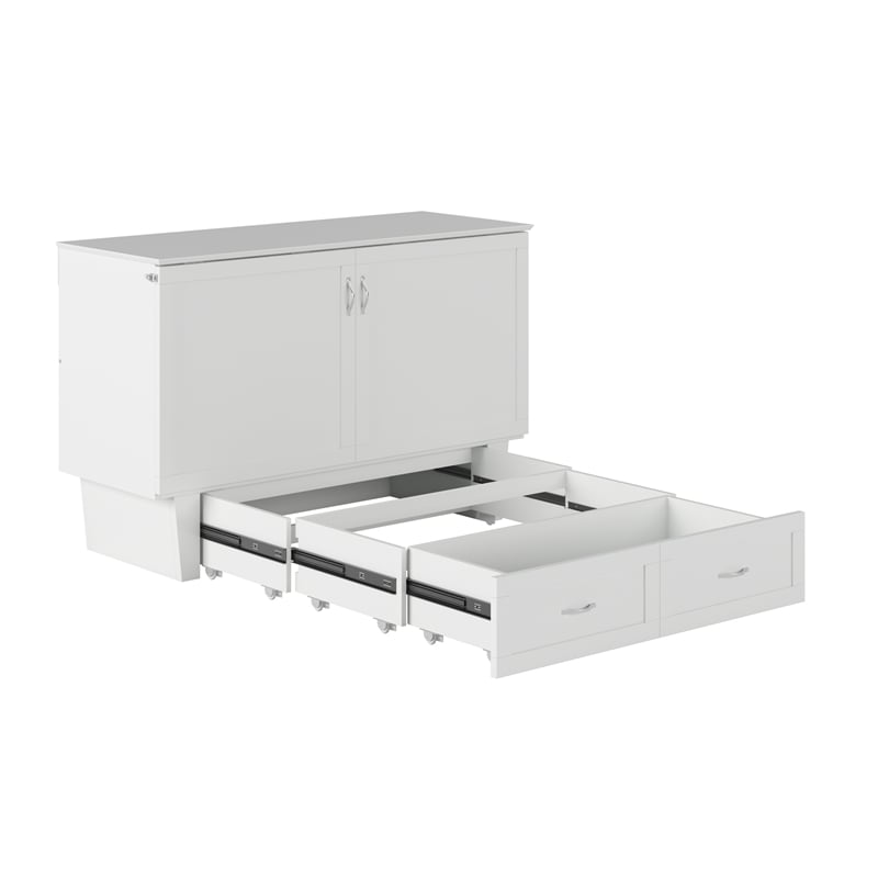 AFI Monroe Solid Wood Queen Murphy Bed Chest with USB Charging Station in White