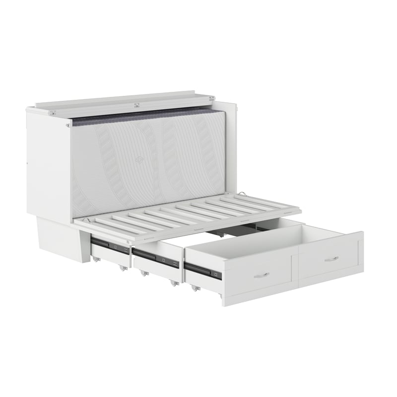 AFI Monroe Solid Wood Queen Murphy Bed Chest with USB Charging Station in White