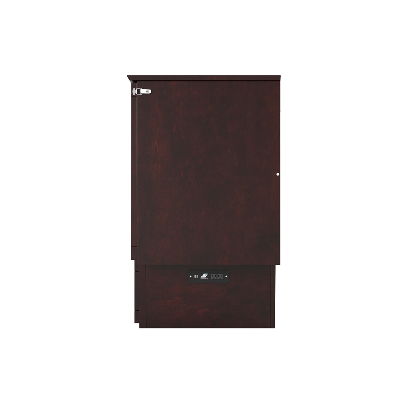 Monroe Queen Wood Murphy Bed Chest with Mattress & Charging Station in Espresso
