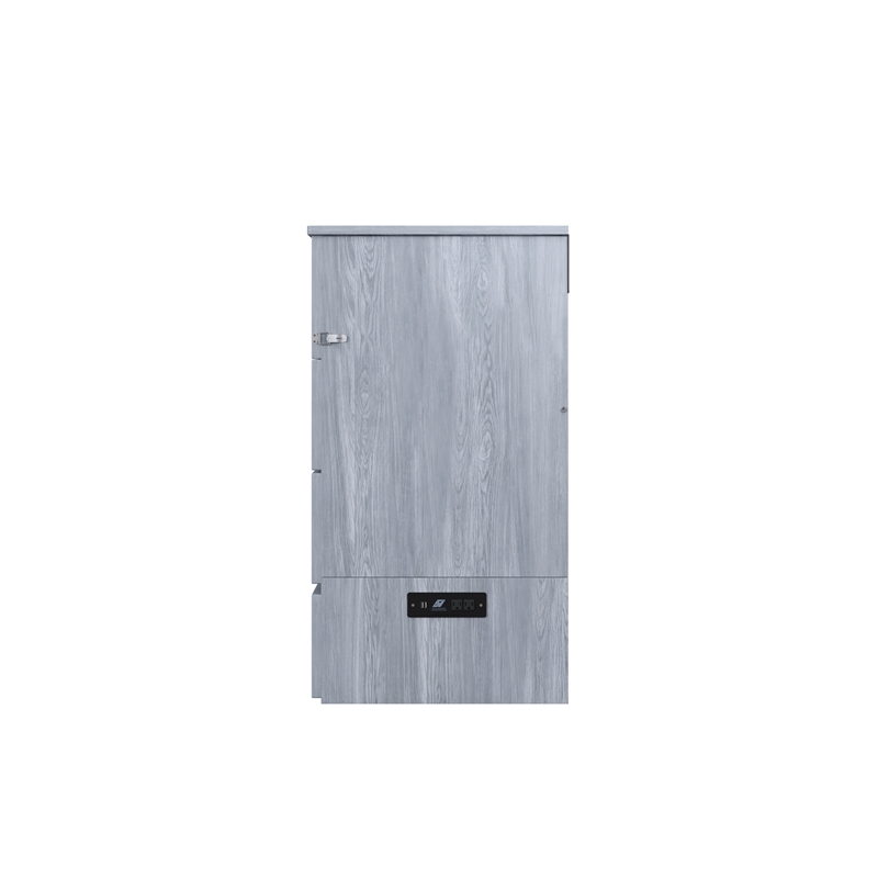 Deerfield Queen Solid Wood Modern Murphy Bed Chest with Mattress in Driftwood