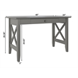 AFI Lexi Solid Wood Writing Desk with Felt Lined Drawer in Gray