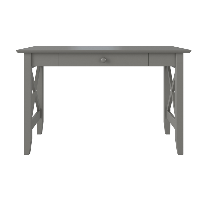 AFI Lexi Solid Wood Writing Desk with Drawer and Device Charger in Gray