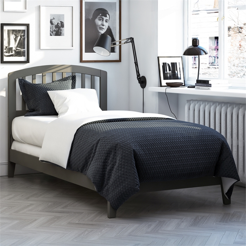 Richmond Twin XL Solid Wood Foundation Bed in Grey