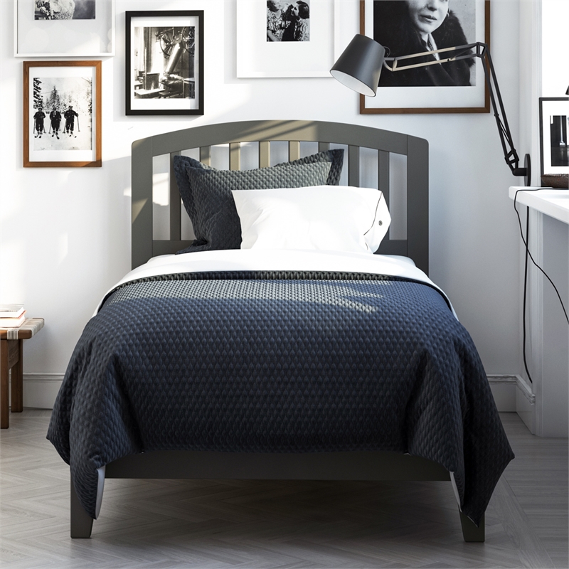 Richmond Twin XL Solid Wood Foundation Bed in Grey