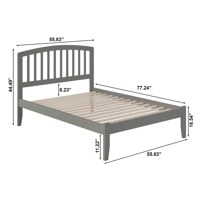 Richmond Full Solid Wood Platform Bed in Grey