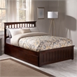 Mission Full Wood Platform Bed with Matching Footboard & Full Trundle in Walnut