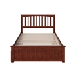 Mission Full Wood Platform Bed with Matching Footboard & Full Trundle in Walnut