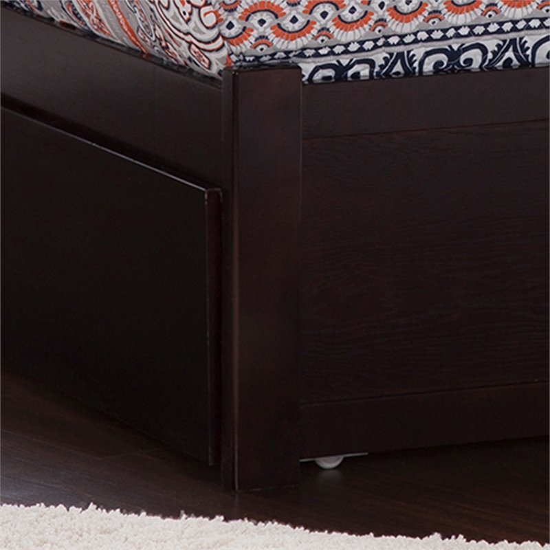 Richmond Full Wood Platform Bed with Footboard and Full Trundle in Espresso