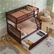 AFI Columbia Twin over Full Solid Wood Bunk Bed with Trundle in Walnut