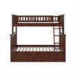 AFI Columbia Twin over Full Solid Wood Bunk Bed with Trundle in Walnut