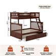 AFI Columbia Twin over Full Solid Wood Bunk Bed with Trundle in Walnut