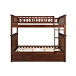 AFI Columbia Twin Over Full Wood Staircase Trundle Bunk Bed in Walnut