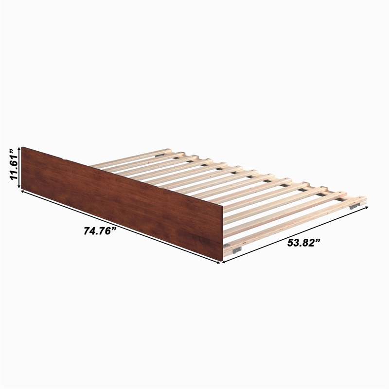 AFI Urban Solid Wood Mid-Century Modern Trundle Full Size in Walnut